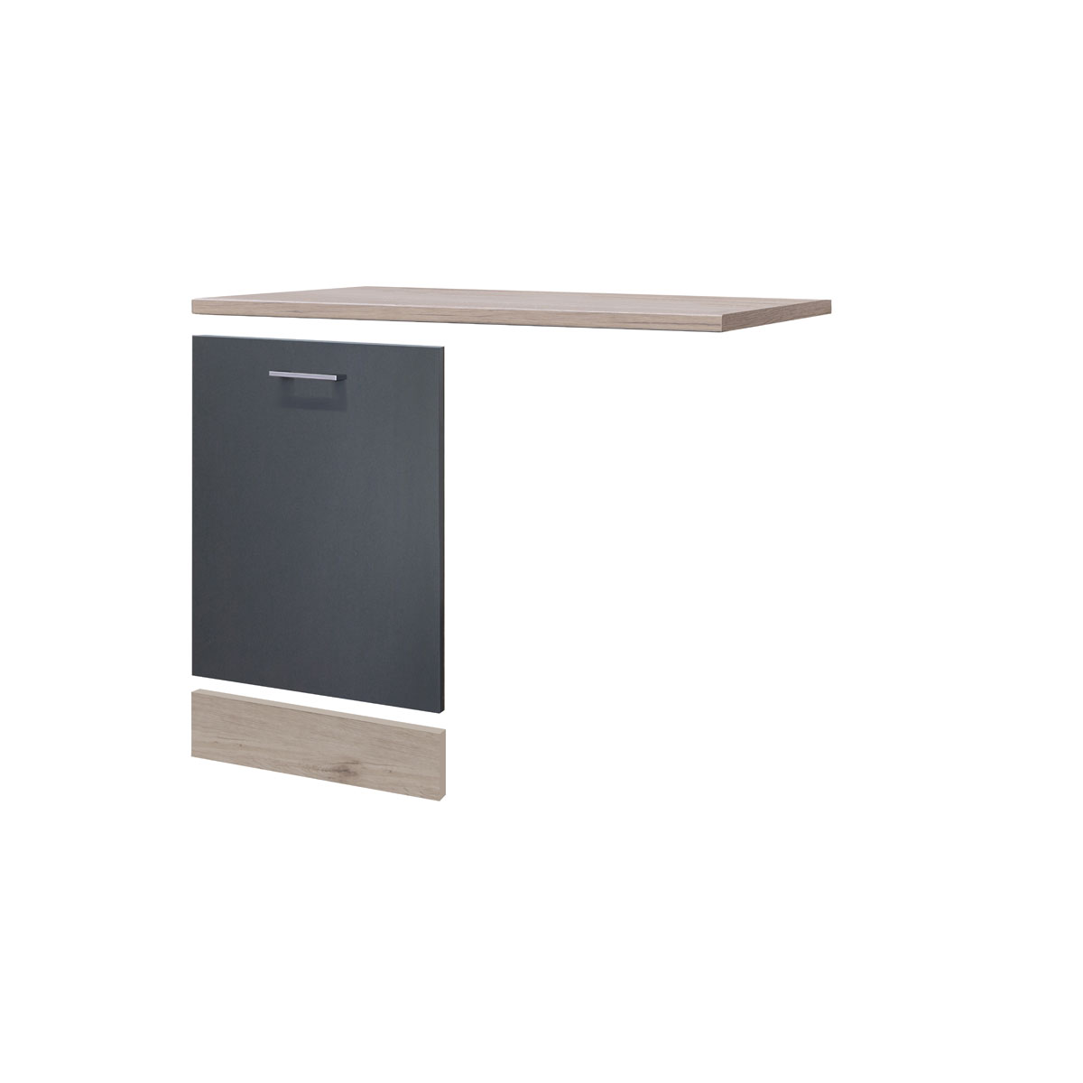 Flex-Well Geschirrspülerblenden-Set „Tiago“, 3-teilig, basaltgrau/San Remo Eiche, mit Griff