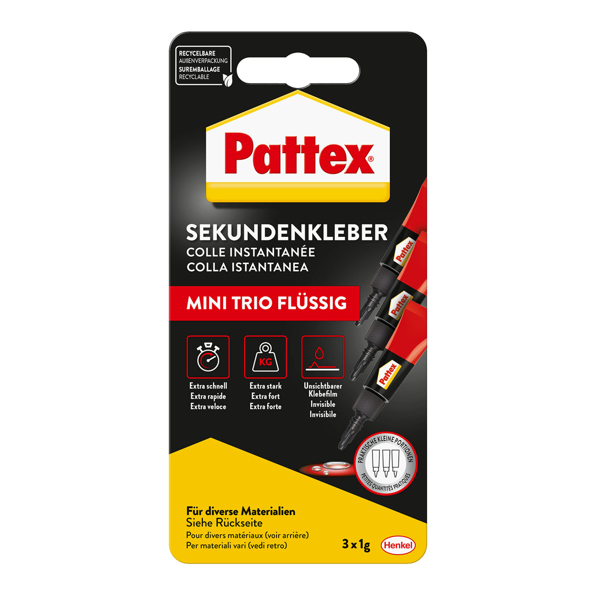 Pattex Sekundenkleber Flüssig Mini Trio 3 x 1 g Bild 2