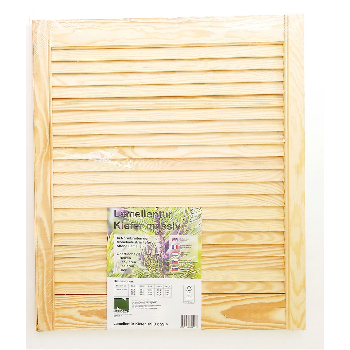 Lamellentür 69,0 x 59,4 x 2 cm Kiefer massiv Bild 1