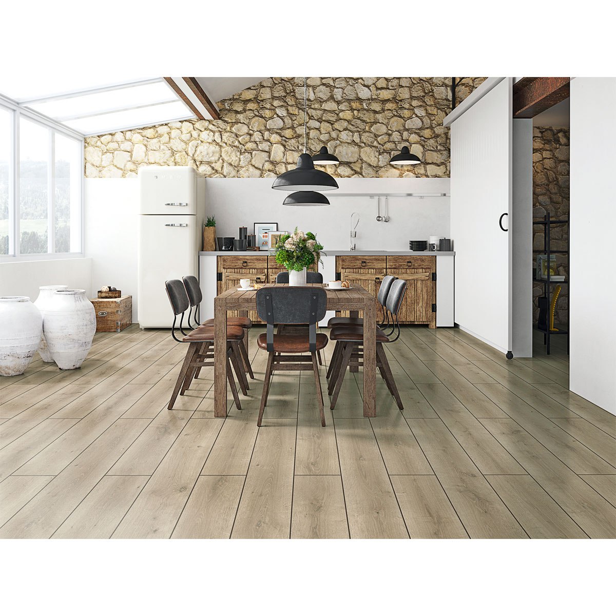 Specht Laminatboden Deluxe Aqua Eiche hellbraun 128,5 x 19,2 cm Bild 5