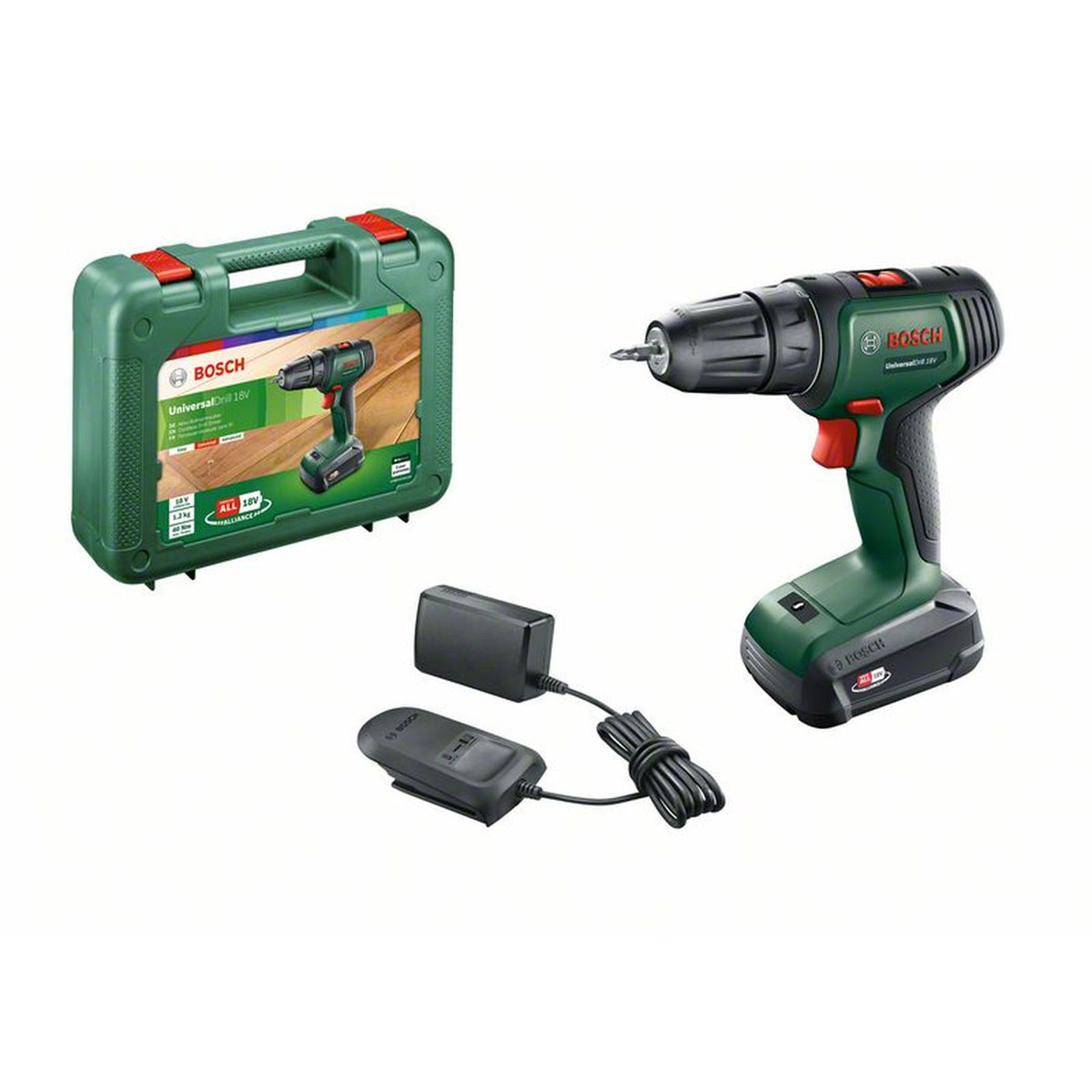 Bosch Akku-Bohrschrauber-Set UniversalDrill 18V 1x 1,5Ah Akku 4-teilig