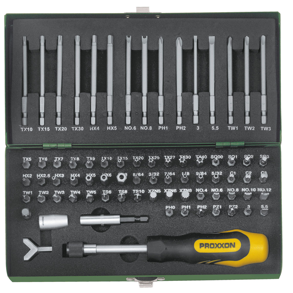 Proxxon Industrial Sicherheits- und Spezialbit-Satz 1/4 Zoll 75-teilig Bild 2