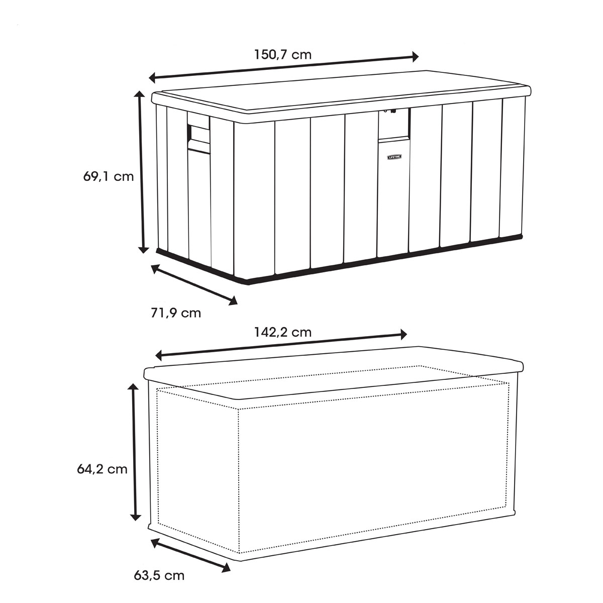 Lifetime Kissenbox 570 L 71,9x150,7x69,1cm Lichtgrau Bild 9