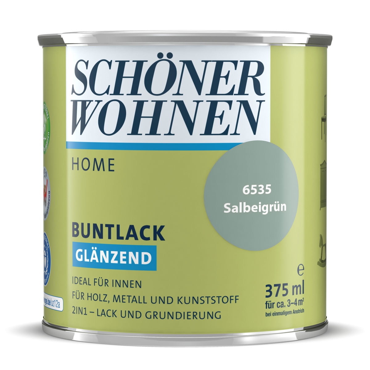 Schöner Wohnen Farbe Buntlack Home salbeigrün glänzend 375 ml Schöner Wohnen Farbe Buntlack Home salbeigrün glänzend 375 ml