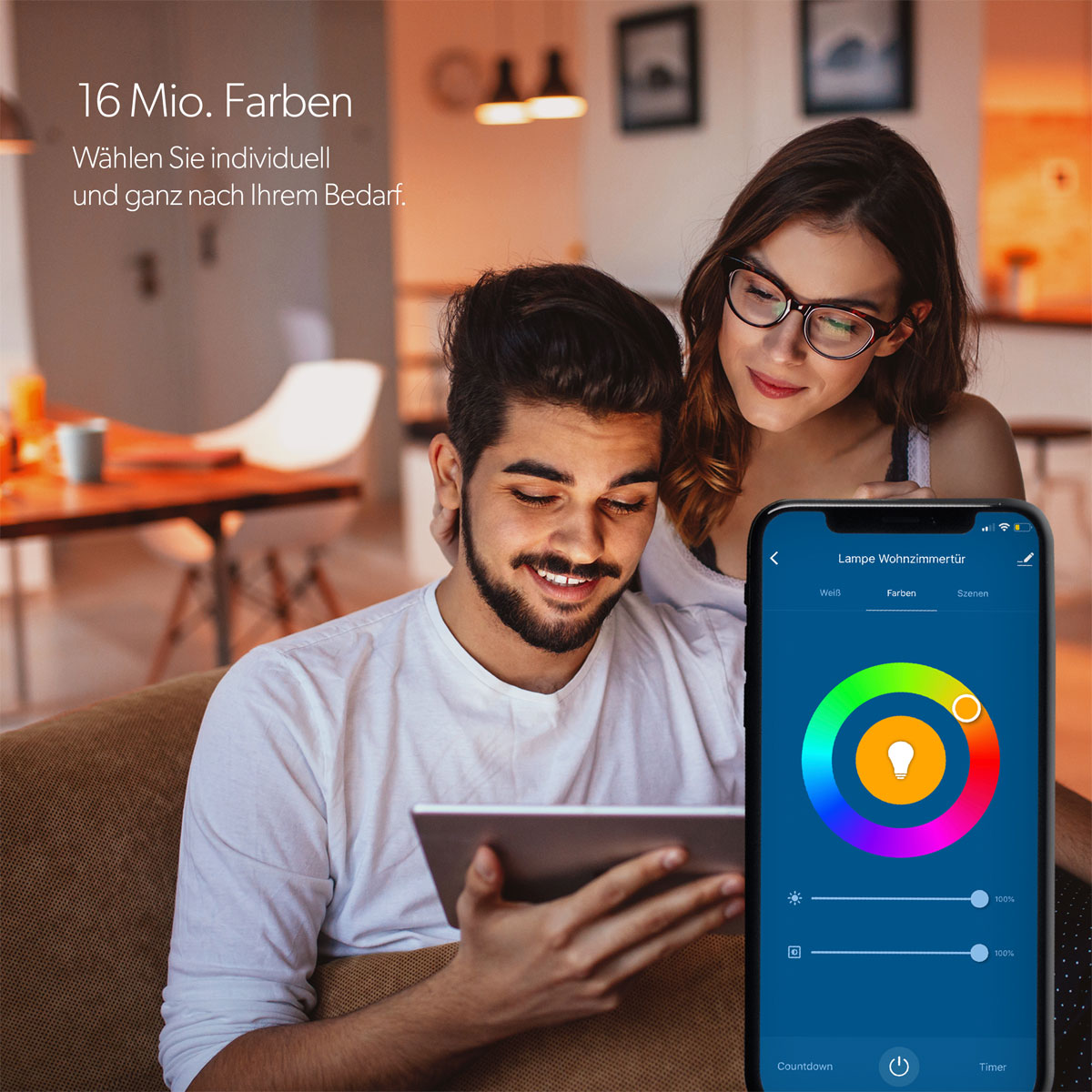 Unitec WIFI LED-Leuchtmittel Smart E14 3,5W RGB CCT dimmmbar Bild 9