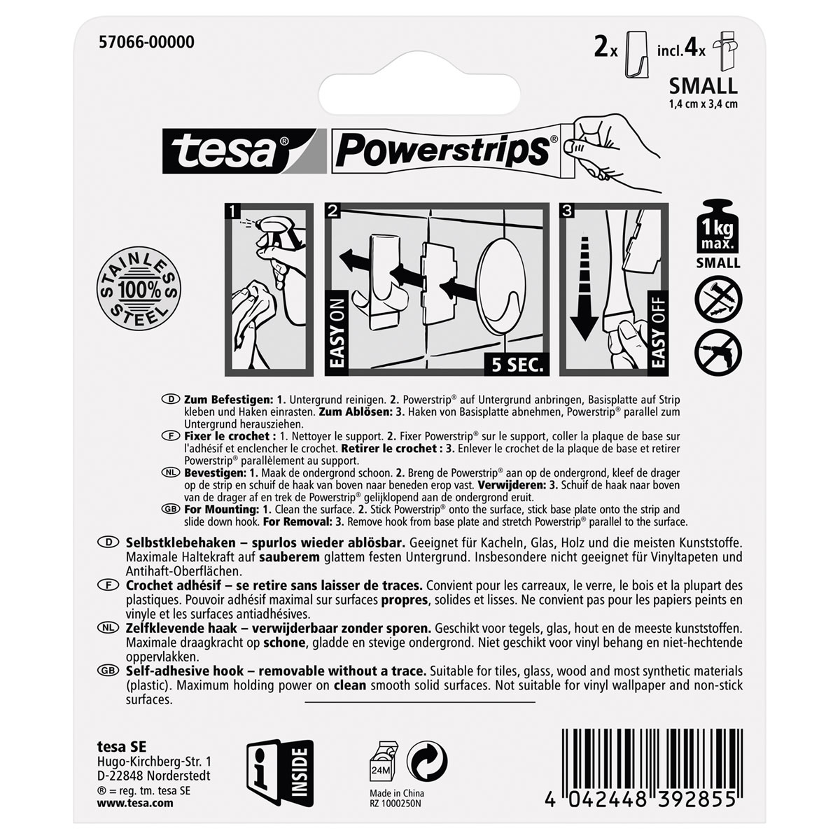 Tesa Haken Powerstrips Small Rechteckig Metall Bild 2