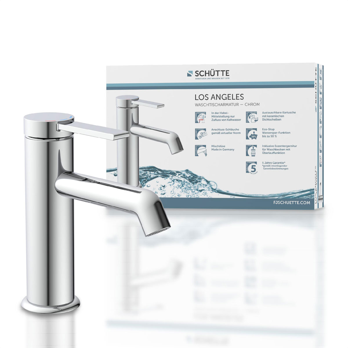 Schütte  Waschtischarmatur „Los Angeles“ chrom Eco-Click-Funktion Bild 3