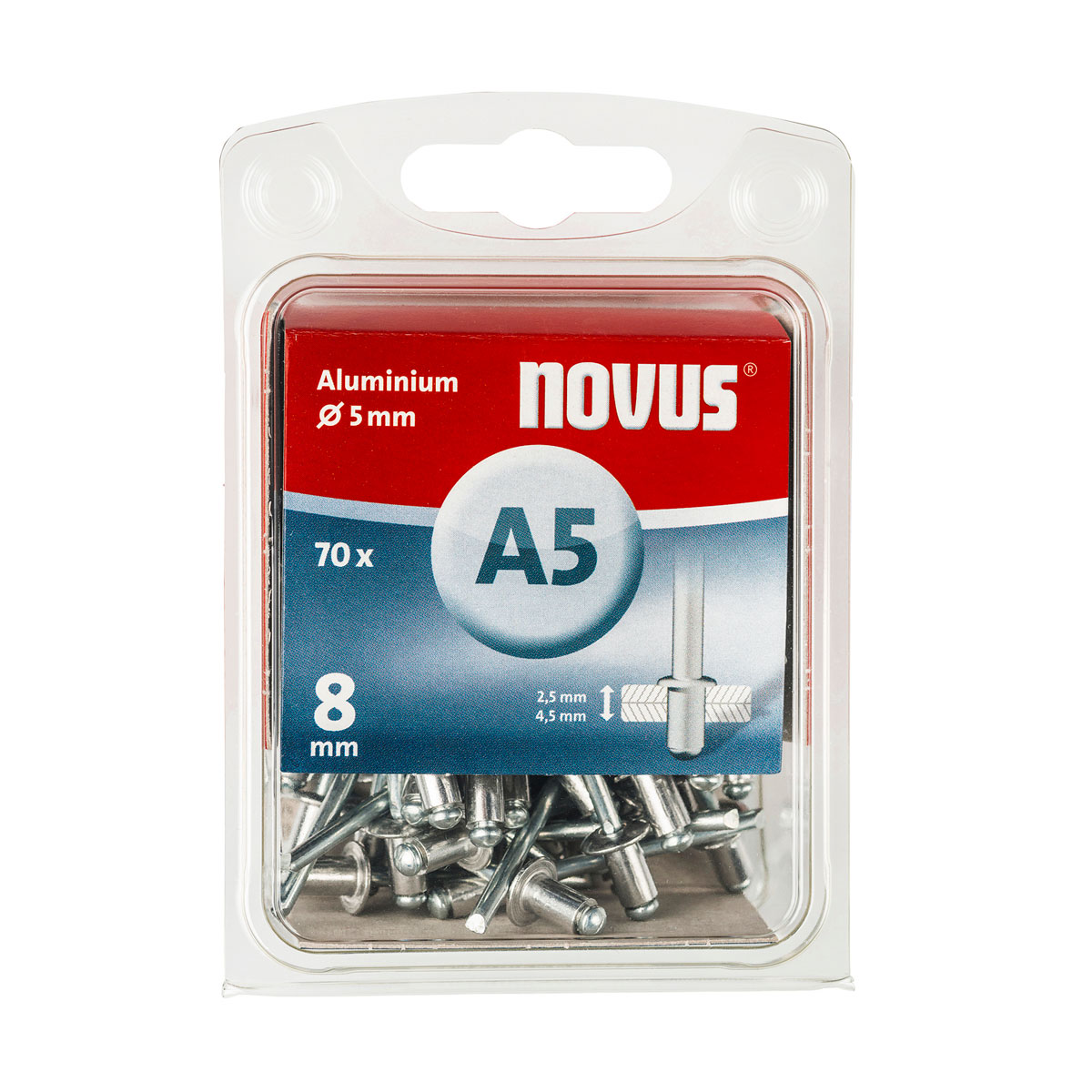 Novus Blindniete A5 Alu 5 x 8 mm 70 Stueck