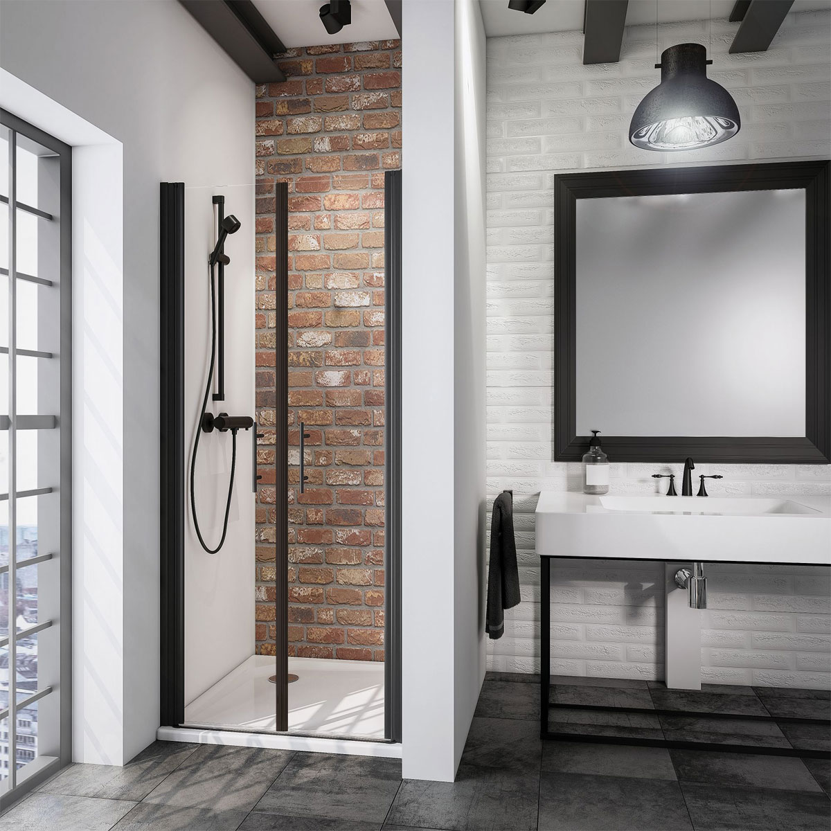 Schulte BlackStyle Pendeltür in Nische Alexa Style 2.0 192 x 80 cm Bild 1