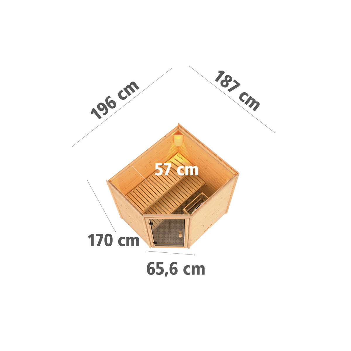 Karibu Sauna Elea naturbelassen ohne Ofen ohne Dachkranz Bild 2