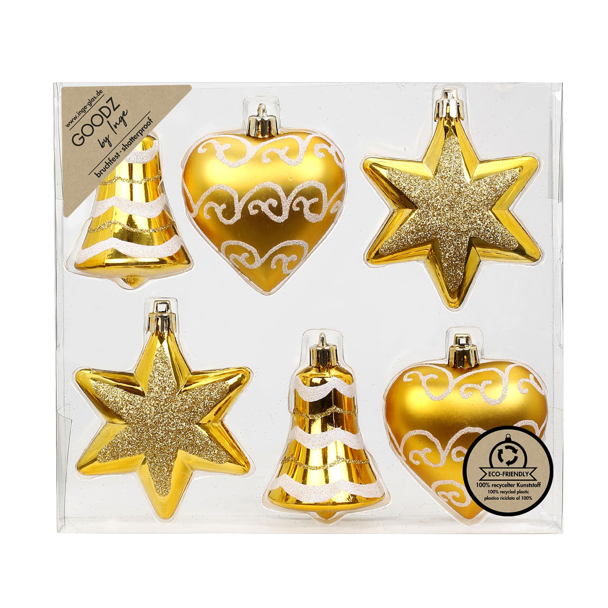 Formensortiment Kunststoff 9 cm 6 Stk Gold-Mix