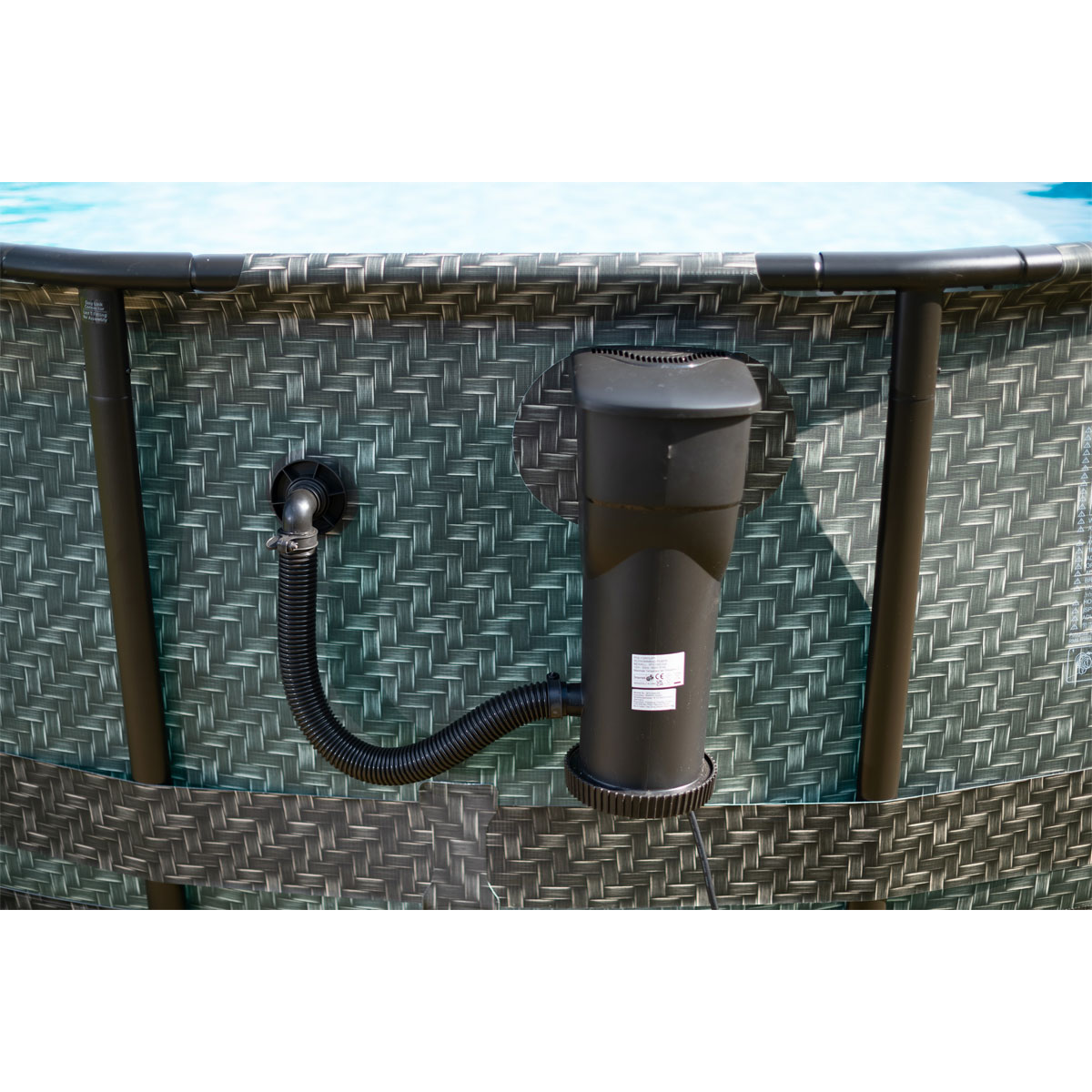 Summer Waves Elite Frame Pool 488x488x122cm Rattan Grau Bild 4