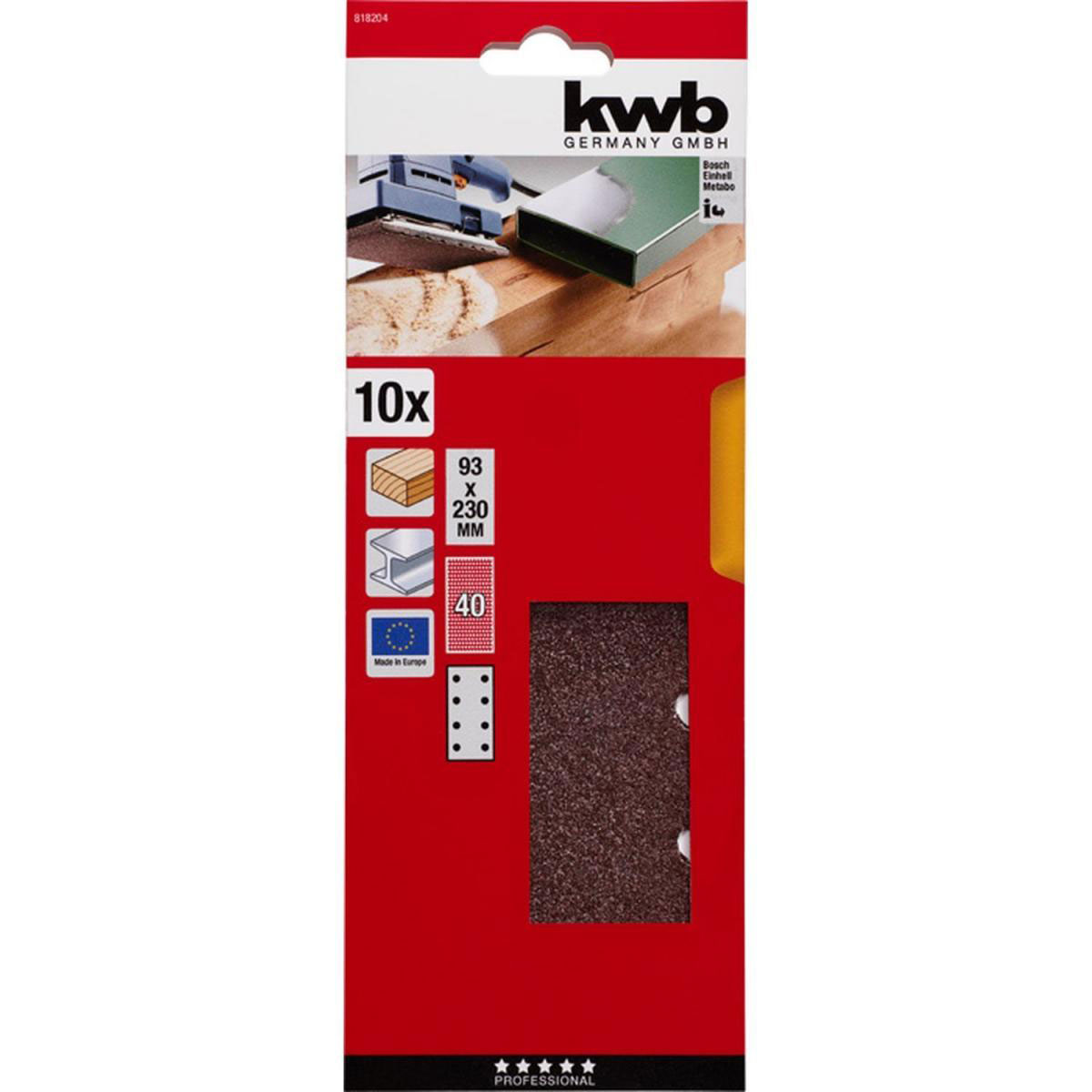 kwb  Schleifstreifen Holz und Metall 93 x 230 mm K40 Bild 2