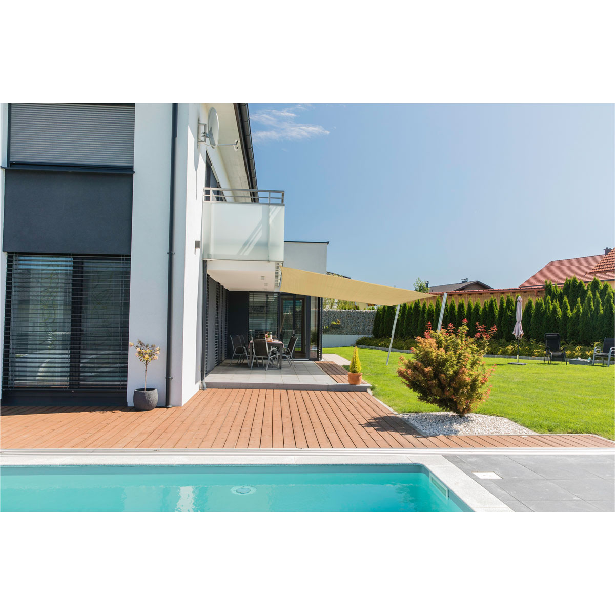 Viereck-Segel Capri 5 x 5 m champagner Bild 2