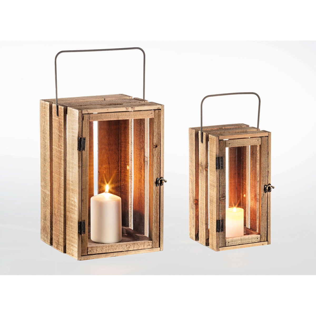 Laterne Kartoffelkistenlook Holz 29 x 45 cm Bild 2
