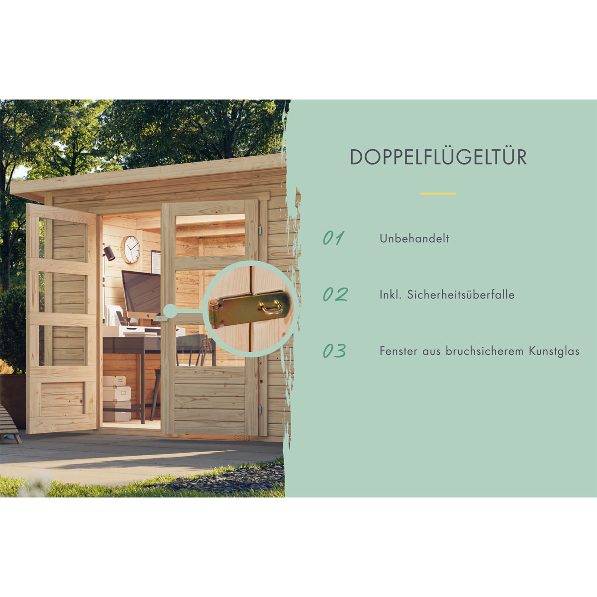 Gartenhaus "Kombi Pultdach" naturbelassen Bild 6