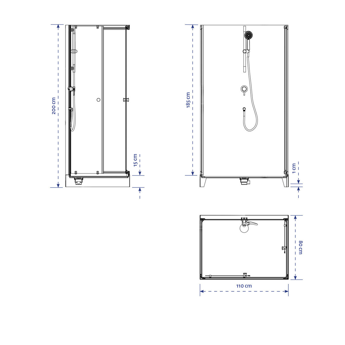 Aurlane Komplettdusche Black Magic 80 x 110 x 200 cm Bild 2