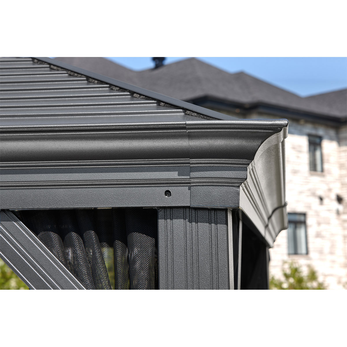 Sojag Pavillon Mykonos 1014 inkl. Moskitonetz 299x425x291,4cm Basaltgrau Bild 6