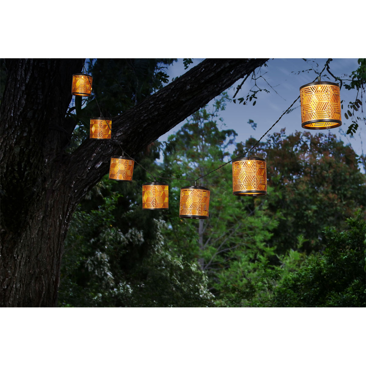 Flector Solar-Lichterkette Golden Cubic Shine inkl 8 Lampenschirme gold Bild 7