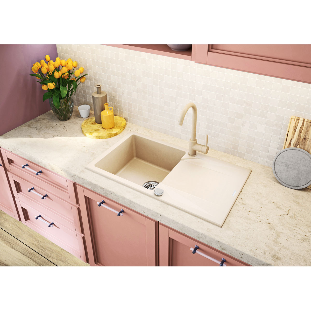 deante Granit-Einbauspüle Evora sand 78 x 44 cm Bild 5