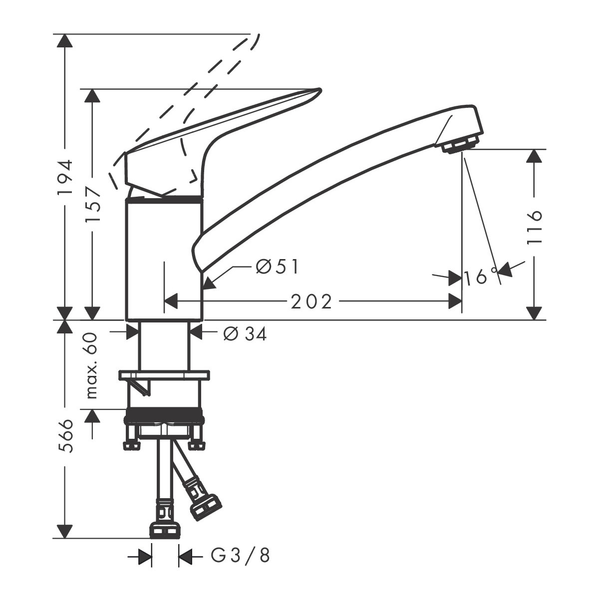 Hansgrohe  Einhebel-Küchenmischer 120 Logis M31 1 Strahlart Chrom Bild 3