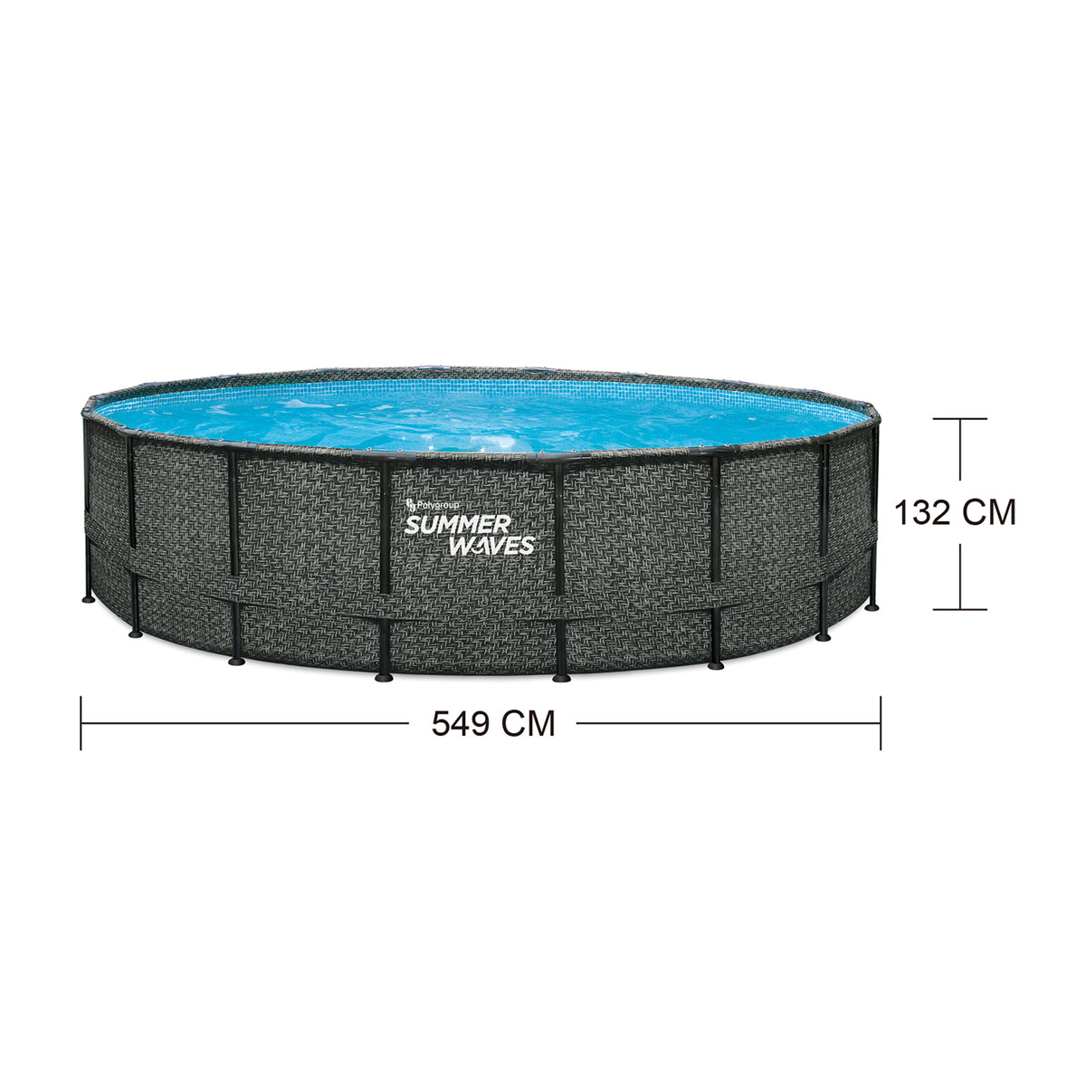 Summer Waves Elite Frame Pool 549x549x132cm Rattan Grau Bild 12