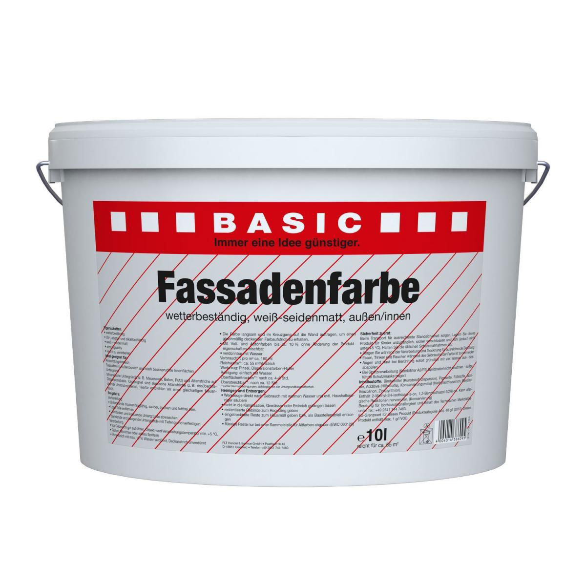 Basic Fassadenfarbe 10 L seidenmatt weiß