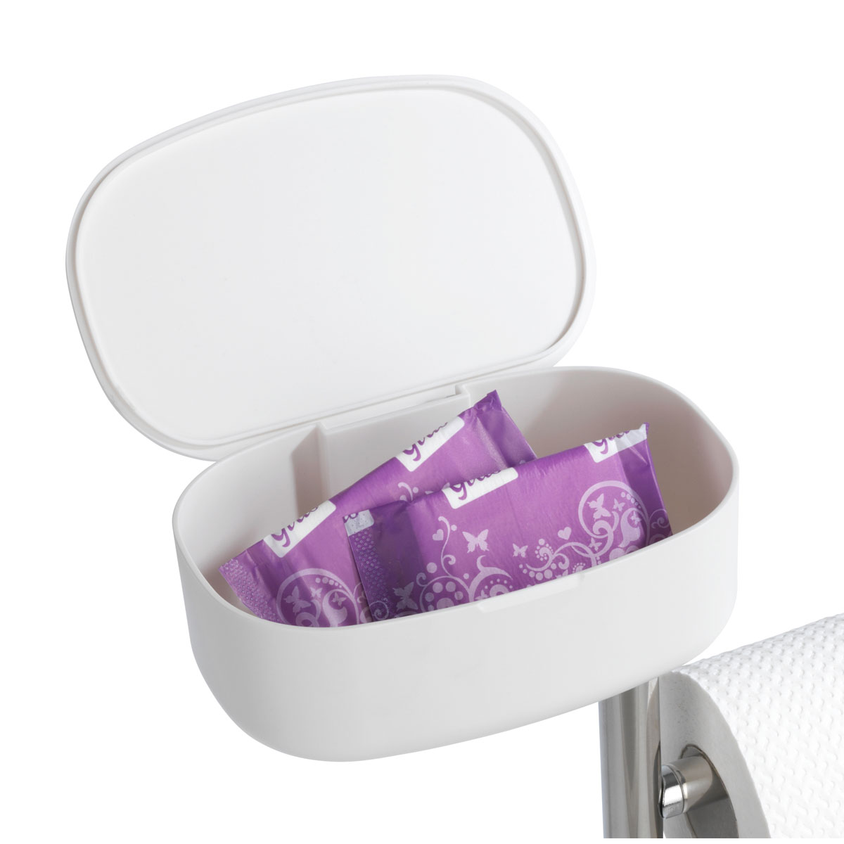 Wenko  Stand WC-Garnitur mit Box Rivazza Weiß integrierter Toilettenpapierhalter Ersatzrollenhalter und WC-Bürstenhalter mit Ablagebox Bild 11