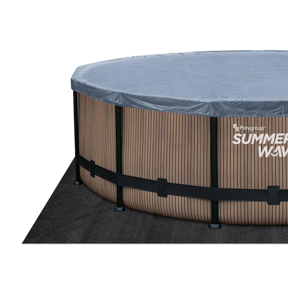 Summer Waves Elite Frame Pool 488x488x122cm Teak Optik Bild 3