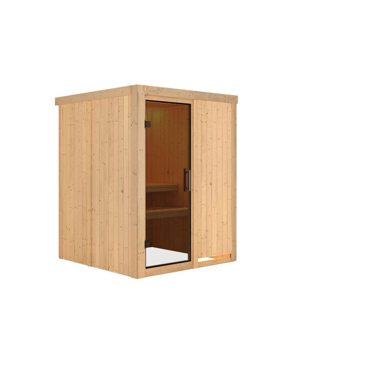 Karibu Sauna Minja Fronteinstieg ohne Ofen kein Kranz Energiespartür Bild 1