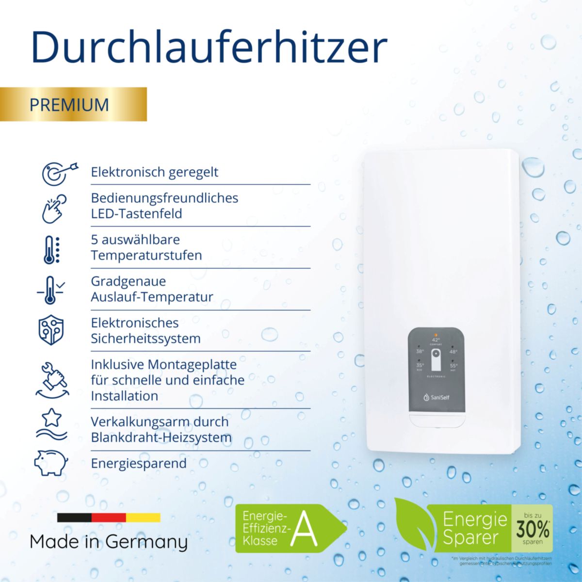 SaniSelf Premium Komfort-Durchlauferhitzer 18/21/24/27kW, 400V Bild 3