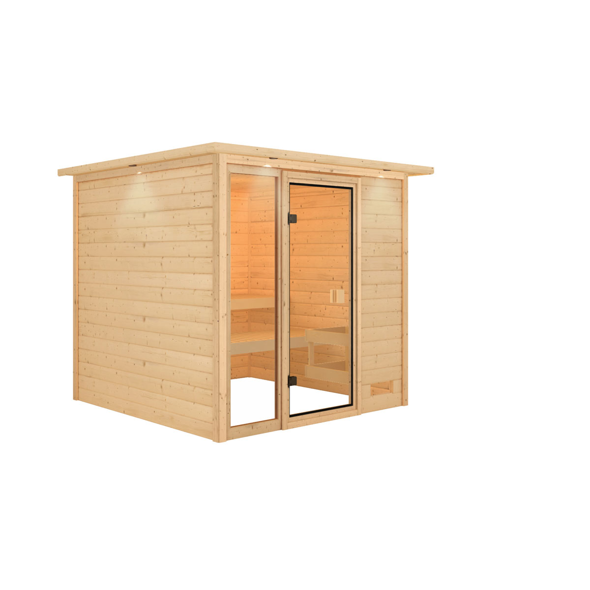 Karibu Sauna Jutta mit Kranz naturbelassen ohne Ofen Bild 2