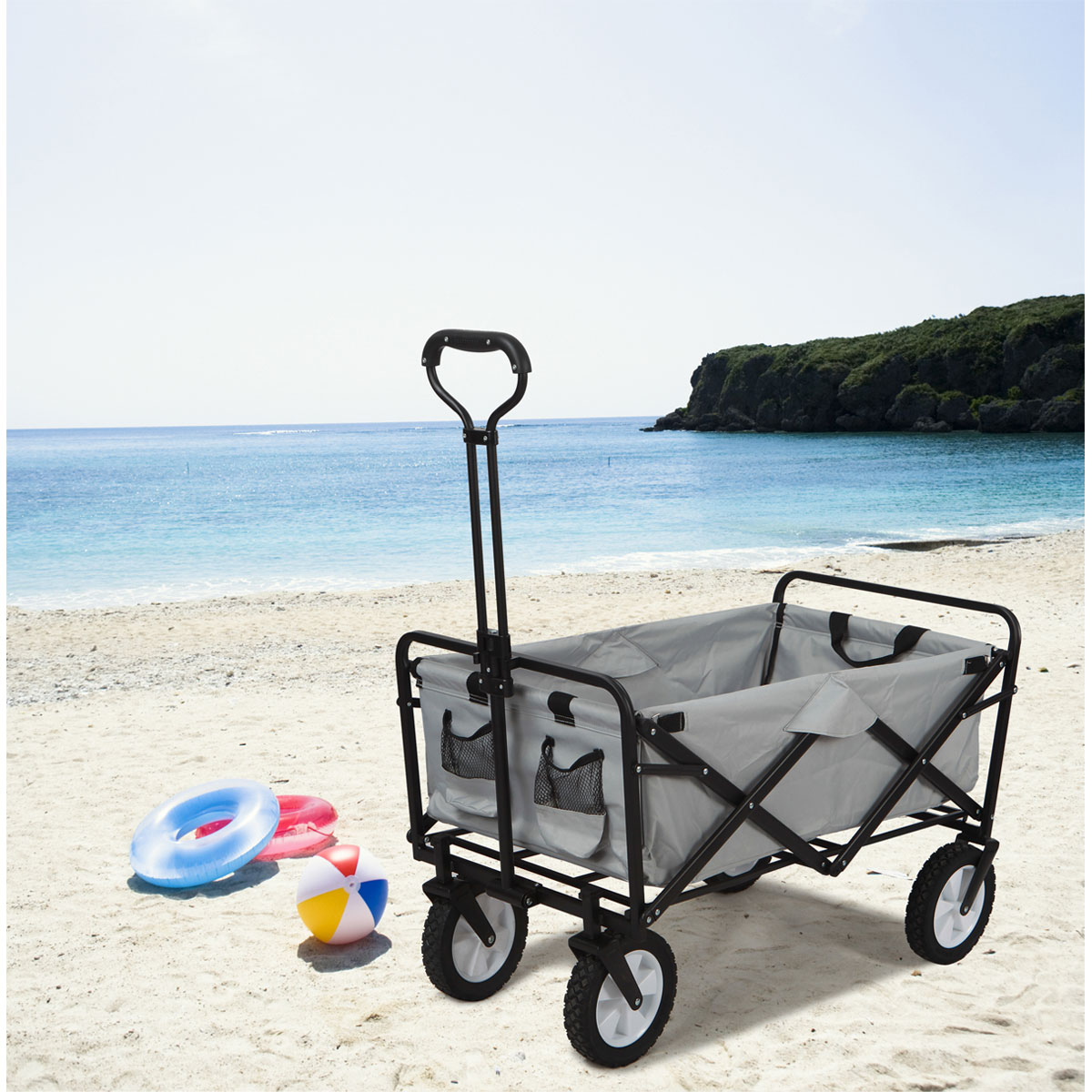 Bollerwagen faltbar 89 x 59 x 48 cm grau Bild 2