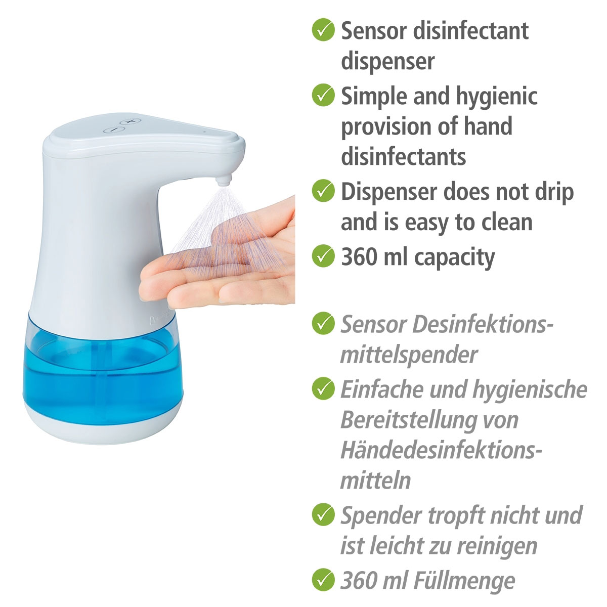 Wenko  Sensor Desinfektionsmittelspender Diala 360 ml berührungsloser Desinfektionsspender Bild 3