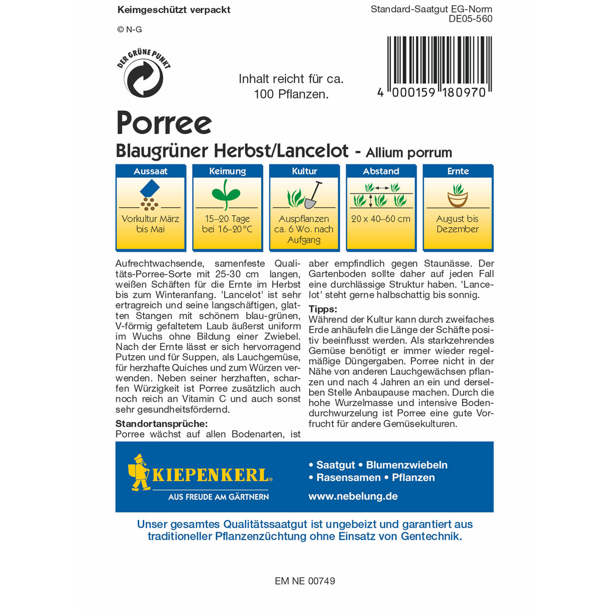 Kiepenkerl Porree Blaugrüner Herbst/Lancelot Bild 2