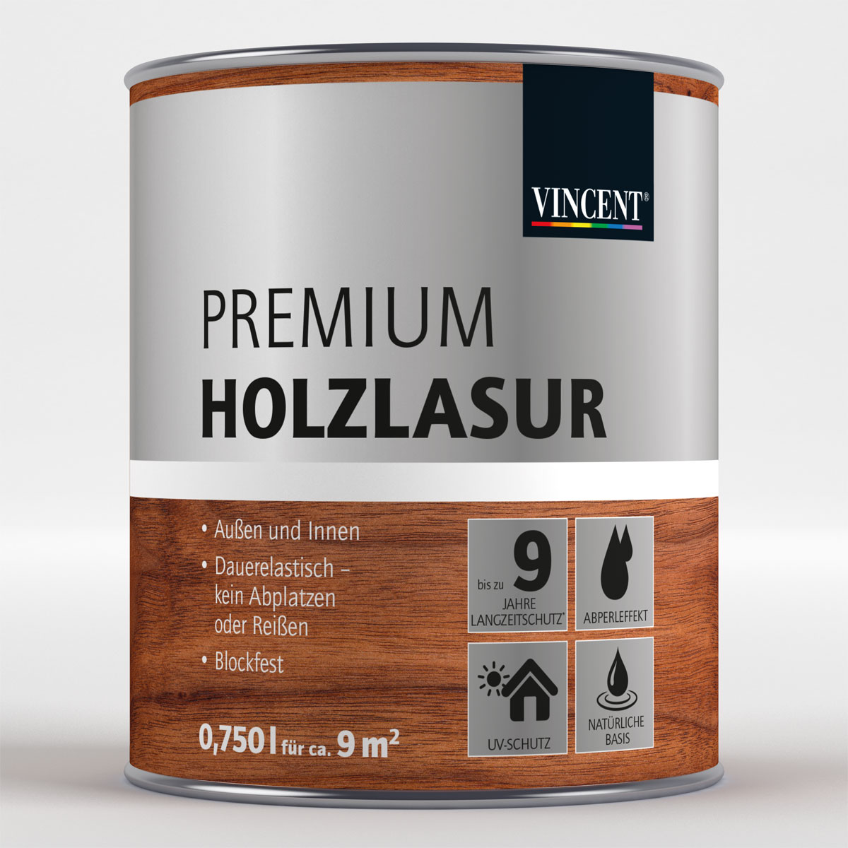 Vincent Premium Holzlasur Dunkelgrau 0,75 L Bild 1