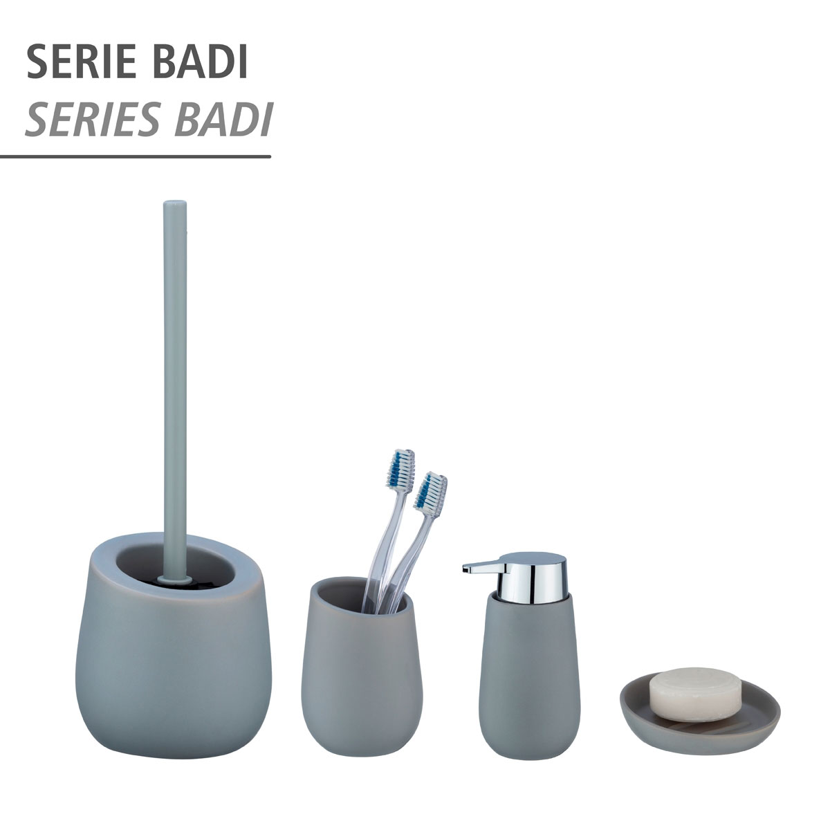 Wenko  WC-Garnitur Badi Grau Keramik WC-Bürstenhalter Bild 5