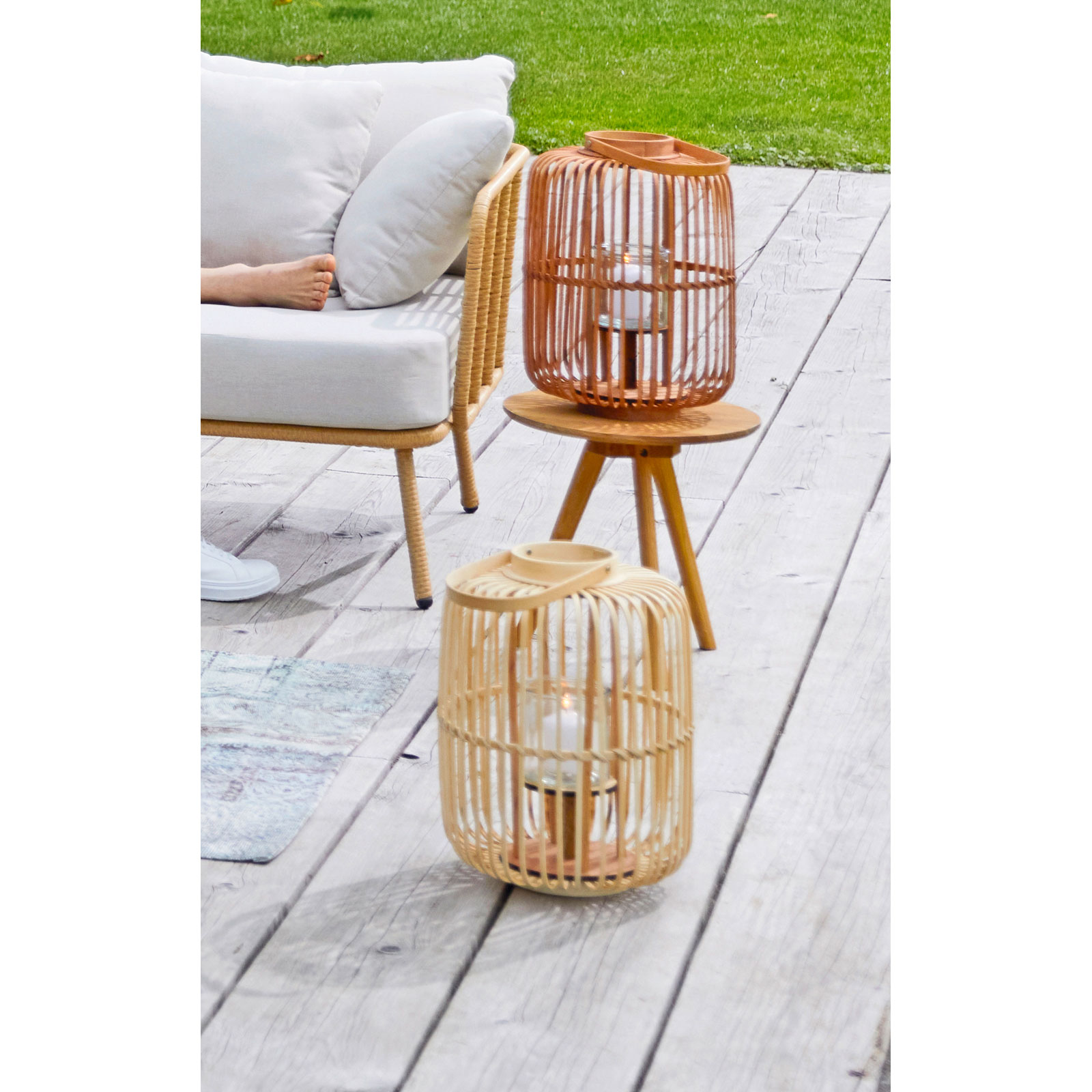 Windlicht mit Henkel sortiert natur oder braun