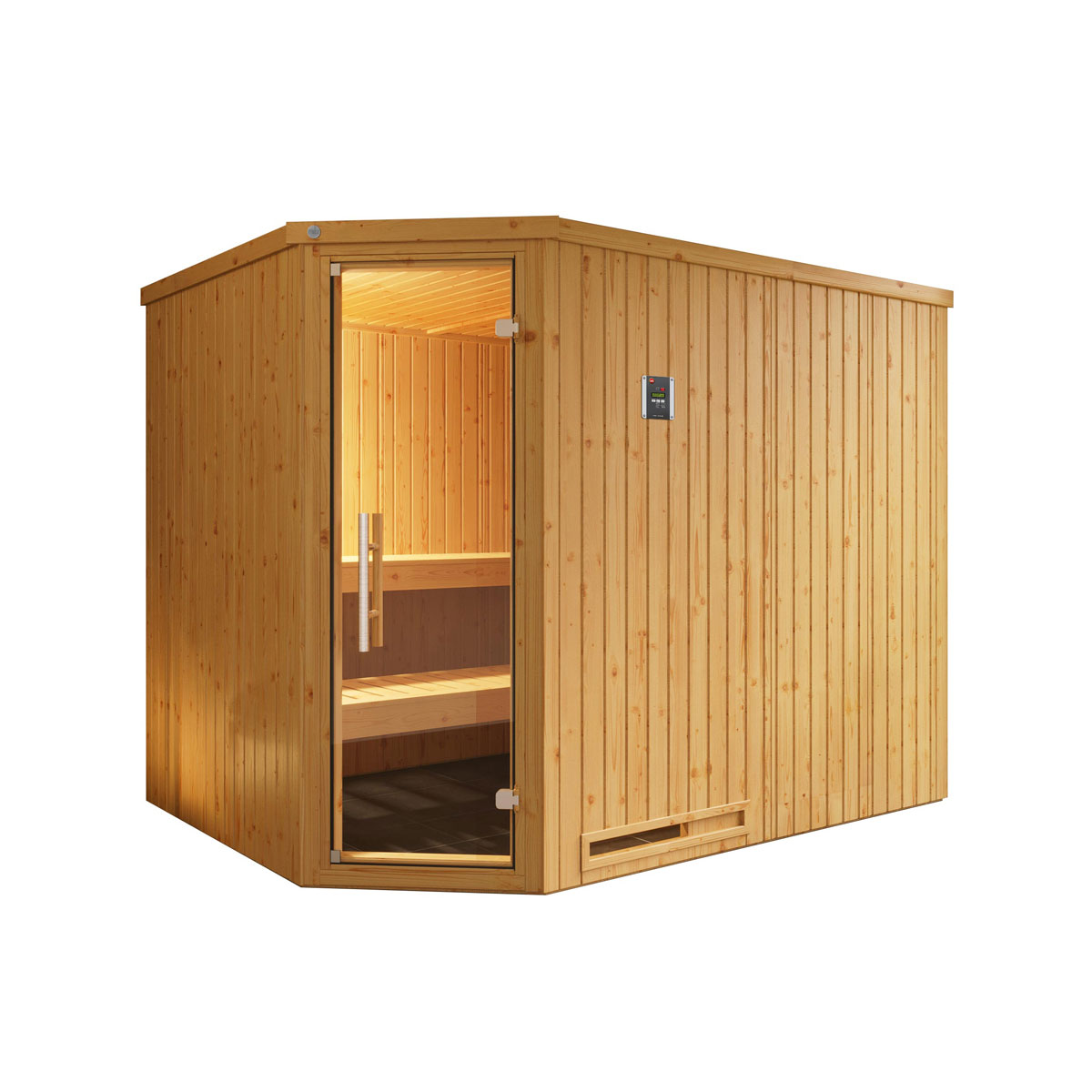 Weka Elementsauna Varberg Größe 3 Sparset 7,5 kW Bio S Glastuer und Fenster