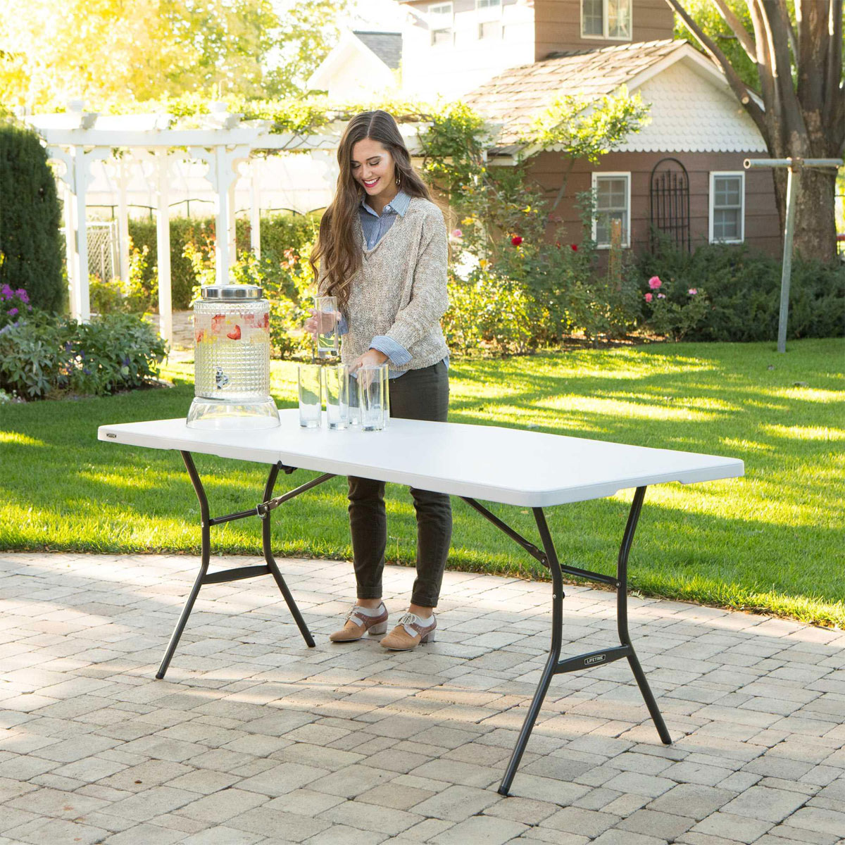 Lifetime Tisch mit Klappfunktion 76,2x183,8x73,7cm Weiß Bild 10