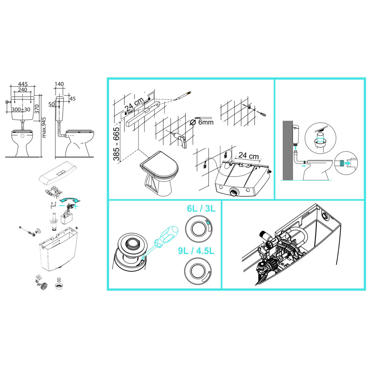 Cornat Spülkasten Pontos weiß 6-9 L Bild 2