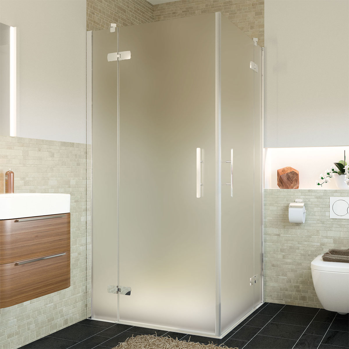 Breuer Eckeinstieg Avanta Drehtür 4-teilig alu chromeffekt satiniert 750/800 mm