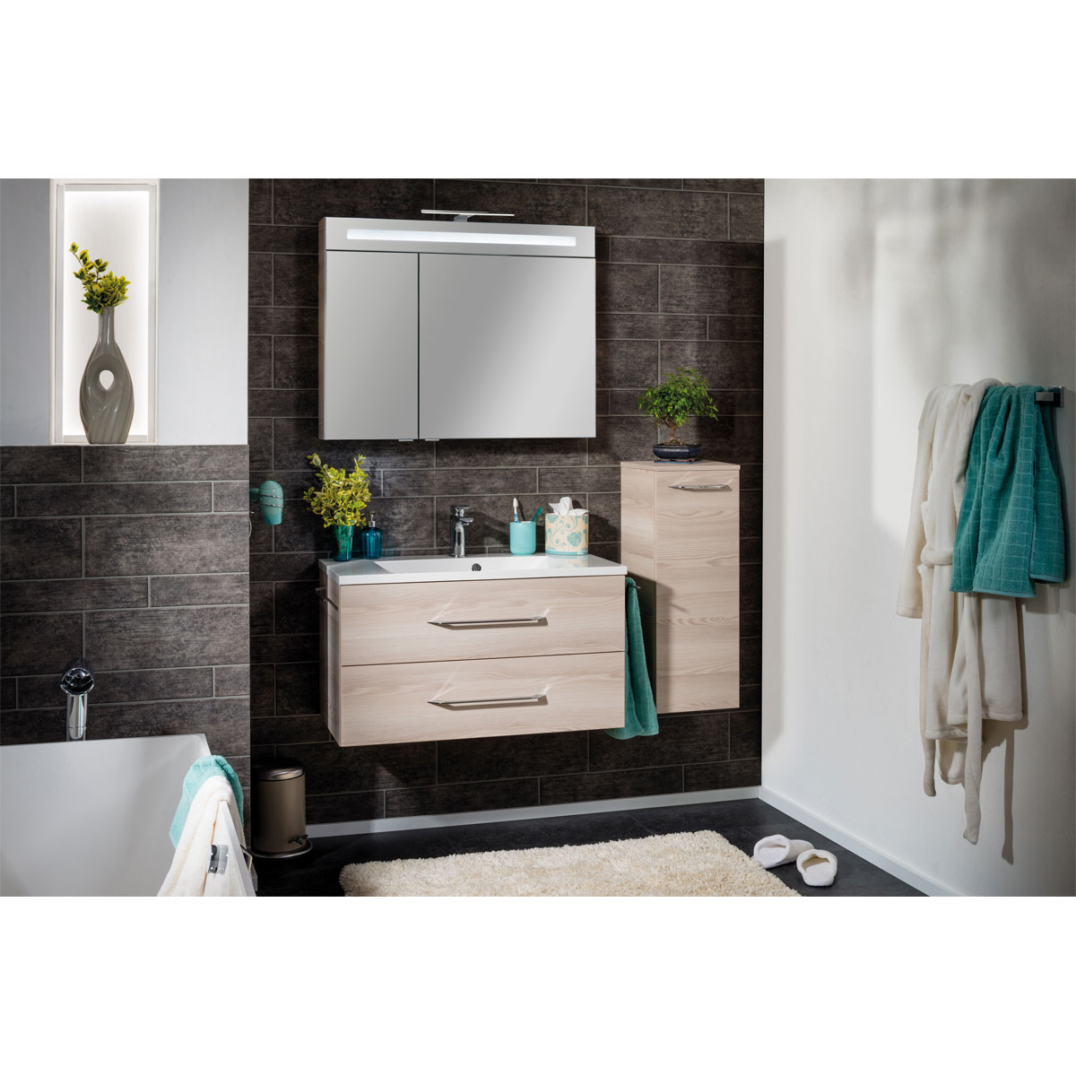 Fackelmann Midischrank B.clever 30,5 x 81 x 32 cm Alaska-Esche Bild 2