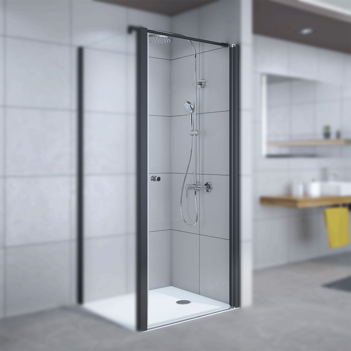 Breuer  Drehtür Elana 6 für Seitenwand Anschlag rechts Schwarz matt Klarglas 1000 mm Bild 2