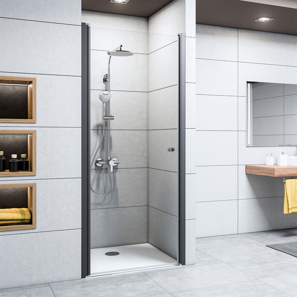 Breuer  Drehtür Elana 6 für Nische Anschlag links schwarz matt Terrazzo 800 mm