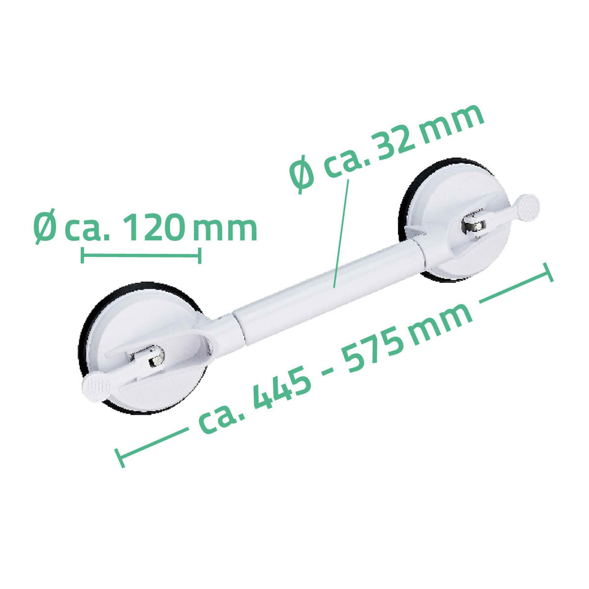 Ridder  Reisesauggriff mit 2 Saugern 44,5-57,5 cm teleskopierbar weiß Bild 4