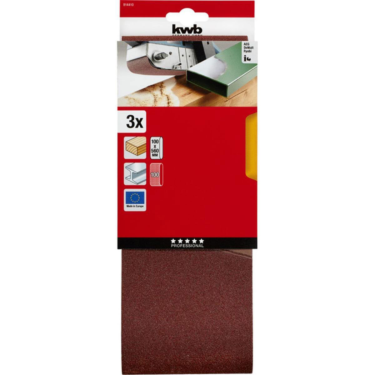 kwb  Schleifbänder Holz und Metall 100 x 560 mm K100 Bild 2