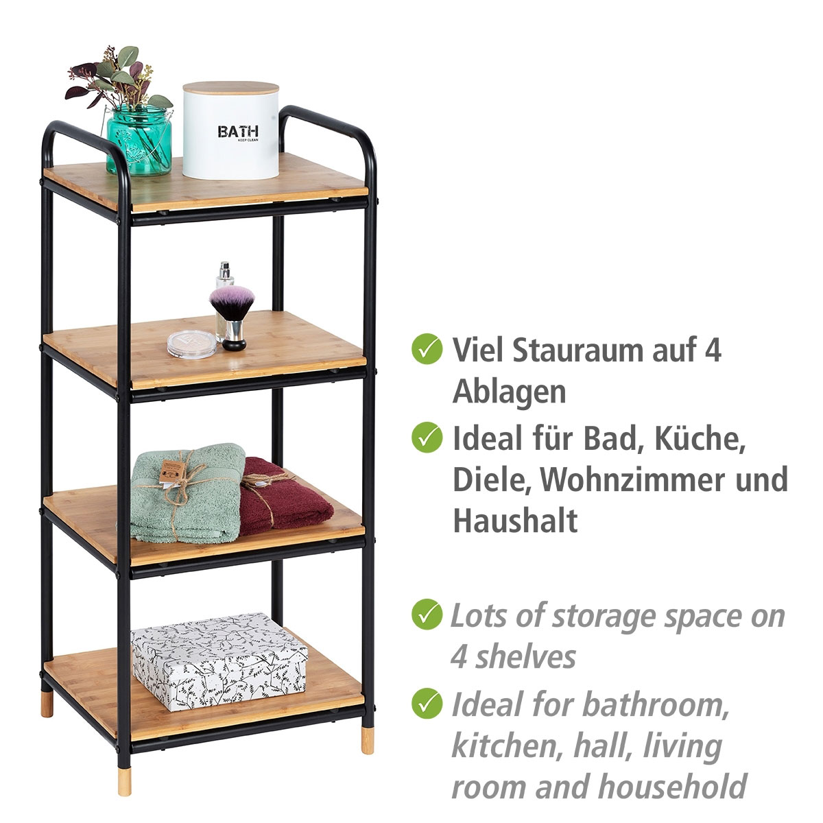 Wenko  Regal Loft aus Bambus mit 4 Etagen Badezimmerregal Wohnregal Bild 2