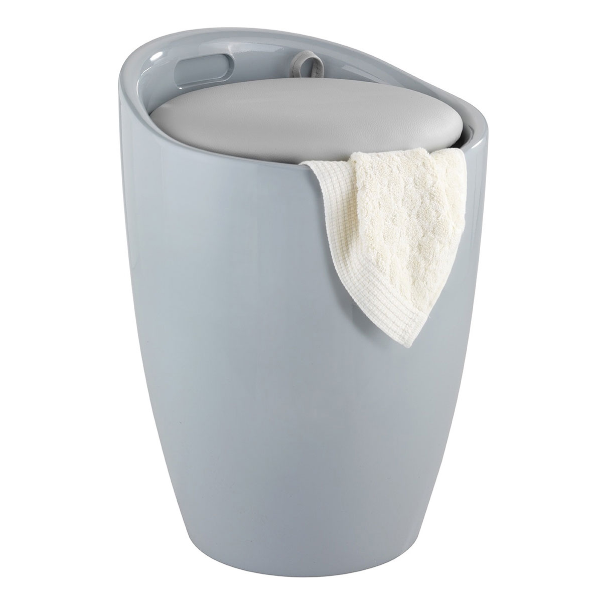 Wenko Hocker Candy Grey mit Wäschesack Badhocker mit abnehmbarem Wäschesammler