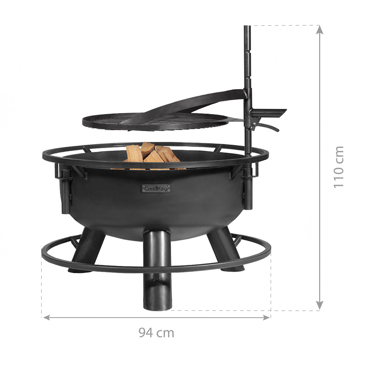 CookKing Feuerschale Bandito 80 inkl. Zubehör 94x110cm Schwarz Bild 2